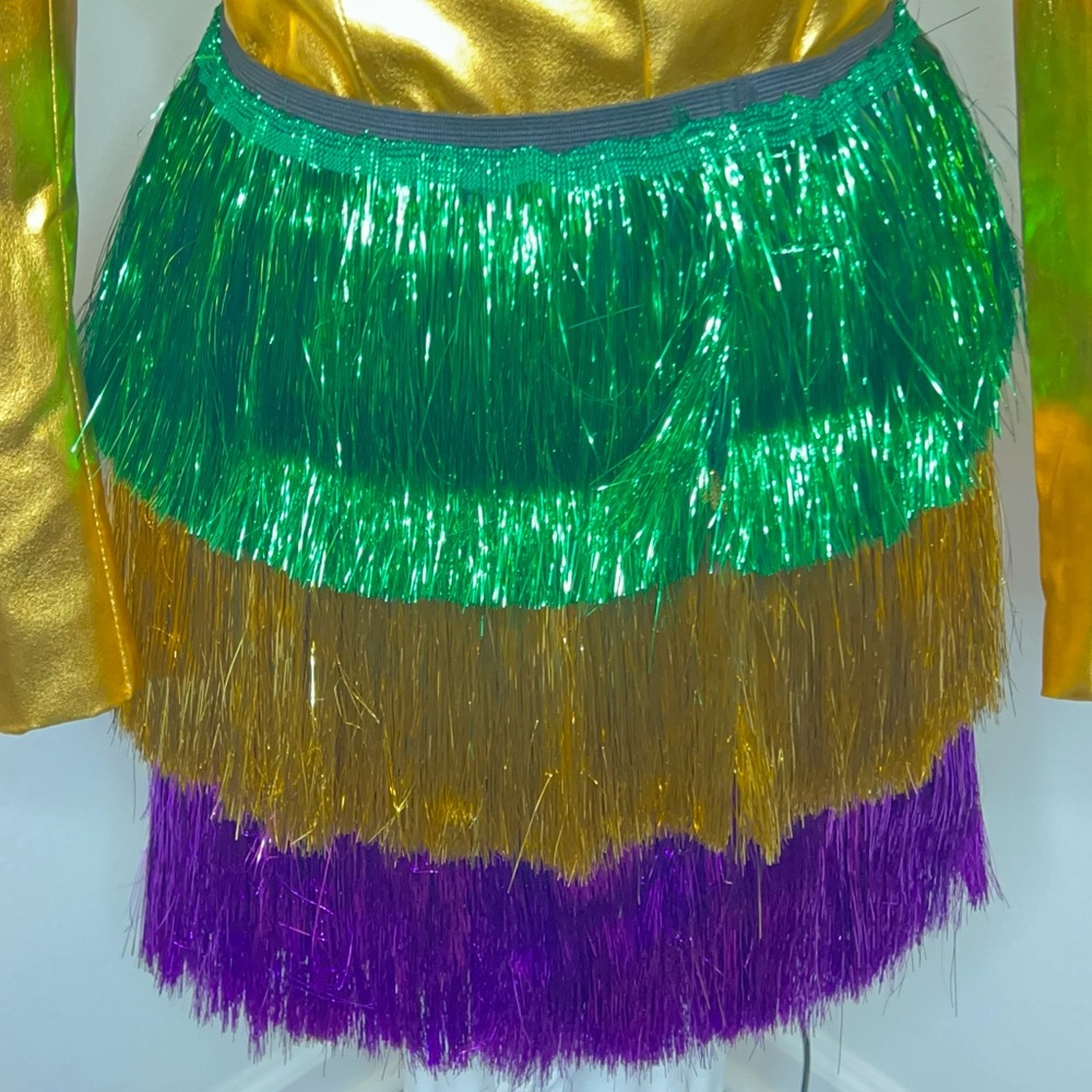 Mardi Gras Colorful Layered Fringe Skirt, One Size